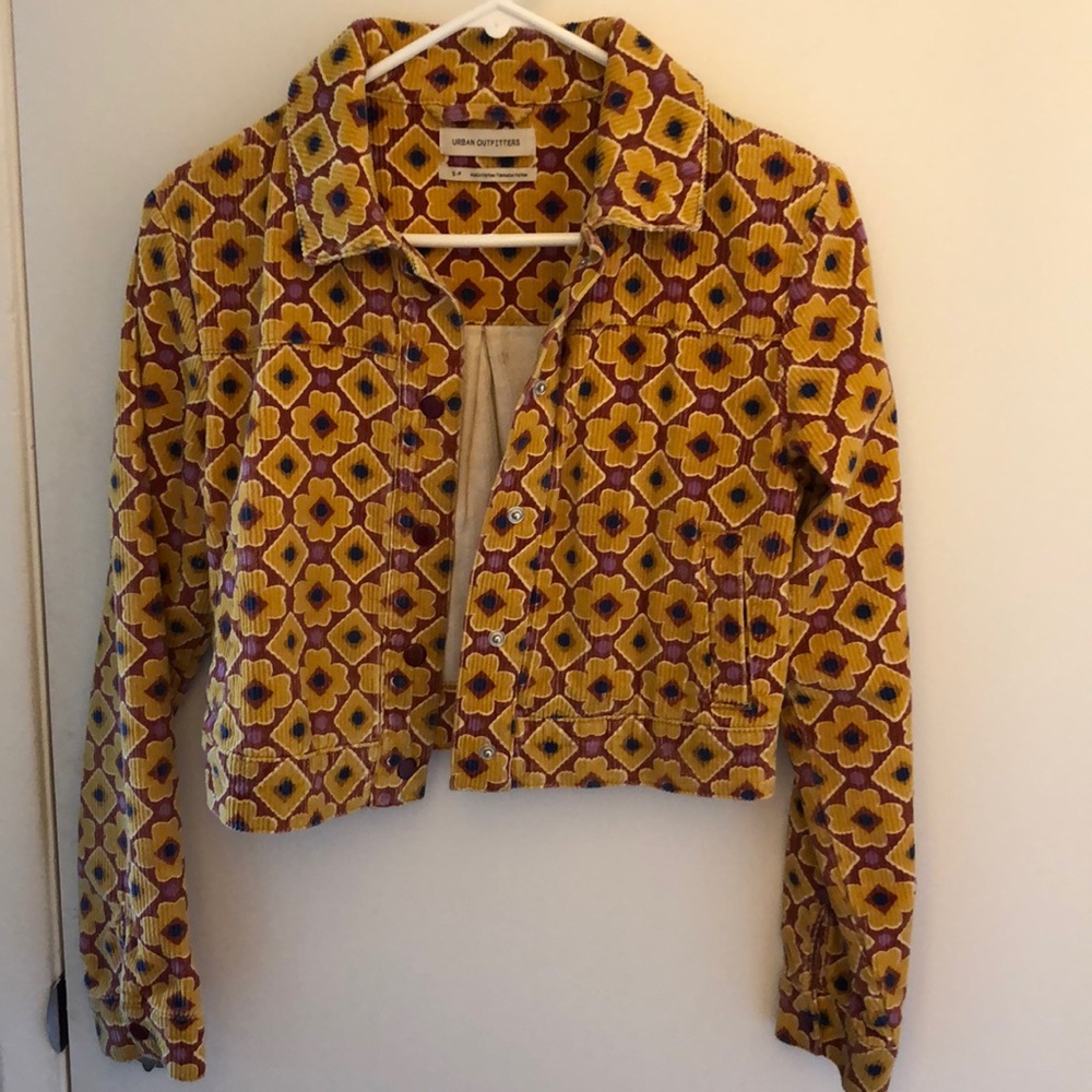Corduroy floral  light weight cropped jacket